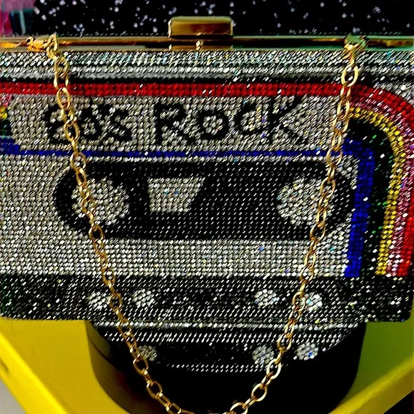 80’s Rock Multicolored Rhinestone Clutch Purse - Picture 4 of 15
